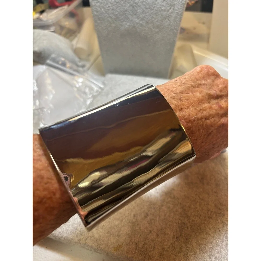 #2. Wide Geometric Metallic Cuff Bracelet